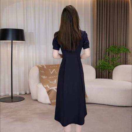 BY14158# 夏季新款气质显瘦遮肚中长款大码短袖连衣裙 服裝批發女裝批發服飾貨源