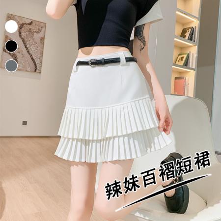 BY14224# 夏款设计感甜妹学院百褶裙女小个子减龄百搭a字休闲半身短裙 服裝批發女裝批發服飾貨源