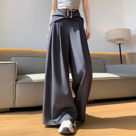 BY14226# 蝴蝶结阔腿裤女夏季高腰收腹西装裤高级感垂感宽松显瘦拖地裤 服裝批發女裝批發服飾貨源