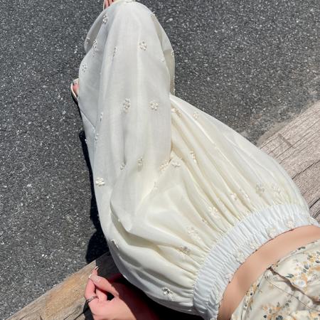 BY14228# 刺绣镂空阔腿裤高腰显瘦松紧腰荷叶边裤脚垂感九分裤休闲裤 服裝批發女裝批發服飾貨源