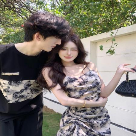 BY14305# 情侣装吊带裙印花男T恤时尚潮流情侣款女裙子带胸垫 服裝批發女裝批發服飾貨源