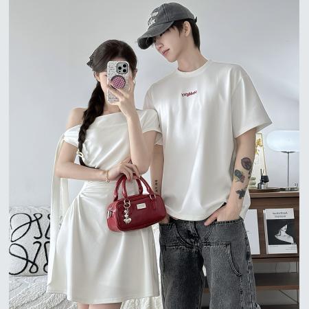 BY14308# 新款情侣装短袖连衣裙 服裝批發女裝批發服飾貨源