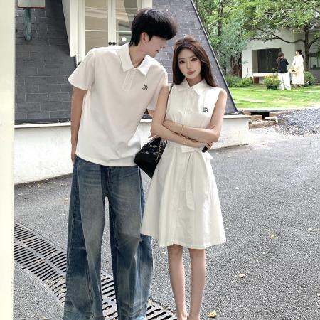 BY14312# 新款情侣装无袖刺绣连衣裙 服裝批發女裝批發服飾貨源