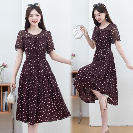 BY14318# 雪纺波点连衣...