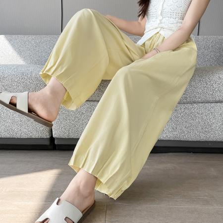 BY14333# 夏季高腰百搭棉麻九分休闲裤女新款宽松阔腿裤白色有内衬 服裝批發女裝批發服飾貨源