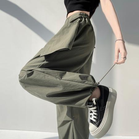 BY14336# 春夏季新款休闲宽松工装裤时尚阔腿束脚两穿工装裤长裤女 服裝批發女裝批發服飾貨源