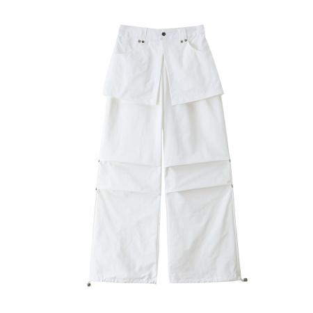 BY14336# 春夏季新款休闲宽松工装裤时尚阔腿束脚两穿工装裤长裤女 服裝批發女裝批發服飾貨源