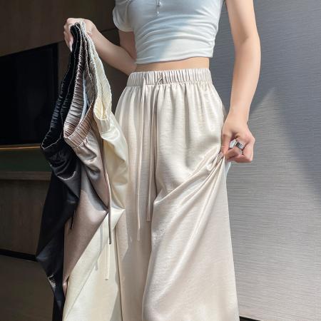 BY14337# 夏季新款宽松时尚高腰垂感直筒百搭拖地休闲阔腿裤长裤 服裝批發女裝批發服飾貨源