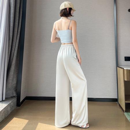 BY14337# 夏季新款宽松时尚高腰垂感直筒百搭拖地休闲阔腿裤长裤 服裝批發女裝批發服飾貨源