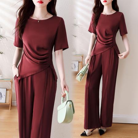 BY14342# 春夏夏季新款套装大码女装时尚减龄短袖9分裤两件套 服裝批發女裝批發服飾貨源