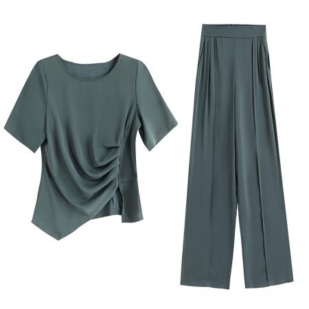 BY14342# 春夏夏季新款套装大码女装时尚减龄短袖9分裤两件套 服裝批發女裝批發服飾貨源