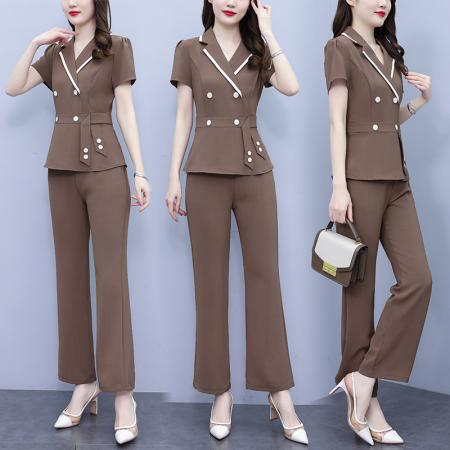 BY14343# 春夏夏季新款套装大码女装时尚减龄短袖9分裤两件套 服裝批發女裝批發服飾貨源