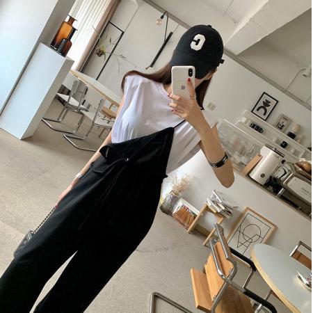 高腰阔腿裤休闲裤洋气减龄背带裤 服裝批發女裝批發服飾貨源