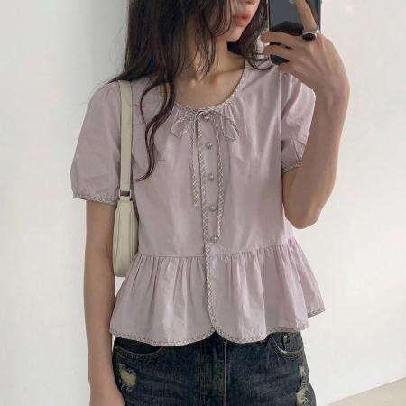 chic韩系气质宽松显瘦减龄上衣 服裝批發女裝批發服飾貨源