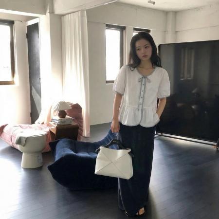 chic韩系气质宽松显瘦减龄上衣 服裝批發女裝批發服飾貨源