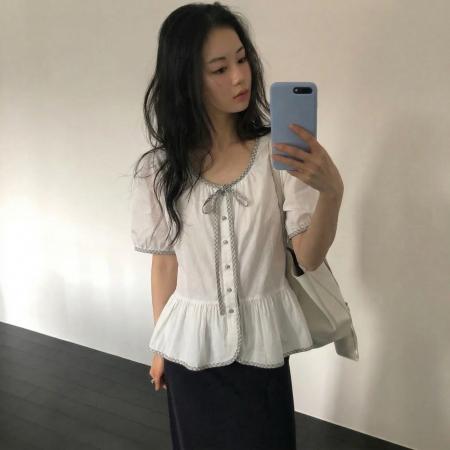 chic韩系气质宽松显瘦减龄上衣 服裝批發女裝批發服飾貨源