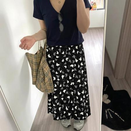 开叉设计感印花半身裙裤女夏季新款大码胖mm宽松显瘦遮胯阔腿裤子 服裝批發女裝批發服飾貨源