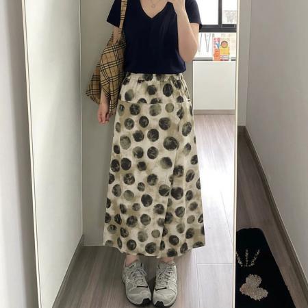 开叉设计感印花半身裙裤女夏季新款大码胖mm宽松显瘦遮胯阔腿裤子 服裝批發女裝批發服飾貨源