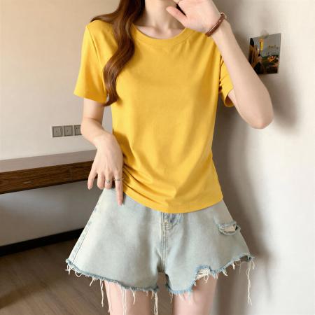 大码欧货美式百搭正肩t恤女短袖夏季气质百搭遮肚子显瘦上衣 服裝批發女裝批發服飾貨源