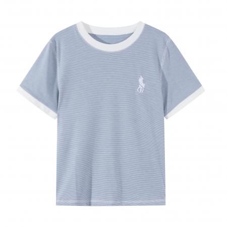 今年新款撞色条纹短袖女t恤夏季大码胖MM独特漂亮超好看上衣 服裝批發女裝批發服飾貨源