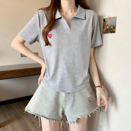 大码女装韩版Polo领正肩短袖t恤夏季胖MM宽松显瘦百搭遮肚子上衣 服裝批發女裝批發服飾貨源