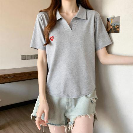 大码女装韩版Polo领正肩短袖t恤夏季胖MM宽松显瘦百搭遮肚子上衣 服裝批發女裝批發服飾貨源