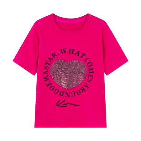 大码女装胖mm高级感爱心烫钻短袖T恤夏季宽松显瘦别致小上衣 服裝批發女裝批發服飾貨源