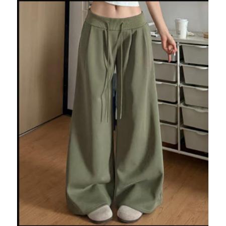 BY14437# 时尚辣妹美式松紧腰运动裤休闲阔腿裤女春夏季新款宽松拖地裤服裝批發女裝批發服飾貨源