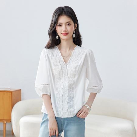 BY14442# 法式优雅气质高级感超好看上衣夏季圆领短袖肌理感质感纯色T恤衫服裝批發女裝批發服飾貨源