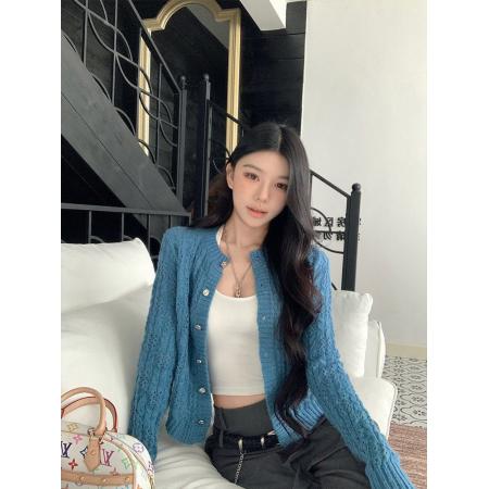 BY14463# MosesQueen魔西女王镂空针织开衫女外搭修身长袖短款毛衣外套上衣服裝批發女裝批發服飾貨源