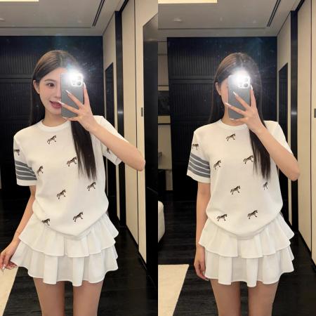 BY14468# 夏季新款减龄学院风小狗刺绣圆领短袖针织衫女士套头T恤上衣服裝批發女裝批發服飾貨源