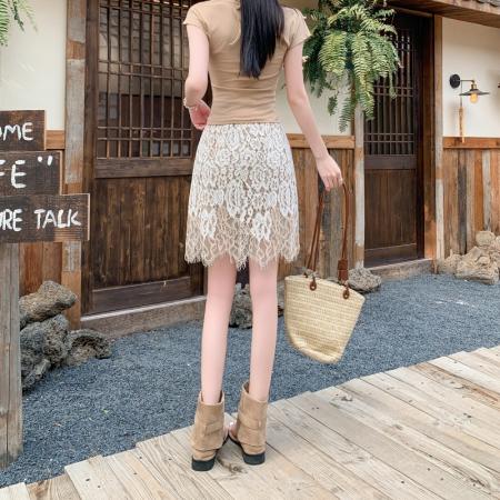 BY14481# 夏季新款月末的话开了蕾丝重工白搭时尚气质复古短裙女 服裝批發女裝批發服飾貨源