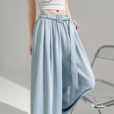 BY14483# 慵懒风高腰宽松山本裤女夏季新款垂感显瘦小个子拖地裤阔腿裤 服裝批發女裝批發服飾貨源