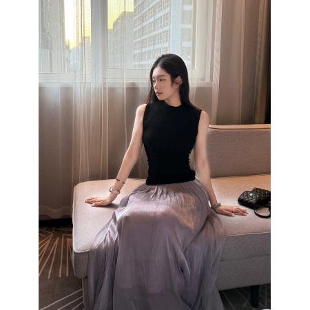 BY14485# 法式高级感流光缎面半身裙女春季新款高腰显瘦大摆a字长裙 服裝批發女裝批發服飾貨源