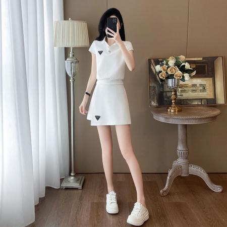BY14515# 夏新款韩版时尚休闲套装短袖polo领显瘦短裙两件套潮 服裝批發女裝批發服飾貨源