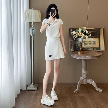 BY14515# 夏新款韩版时尚休闲套装短袖polo领显瘦短裙两件套潮 服裝批發女裝批發服飾貨源