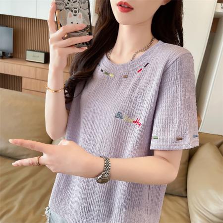 BY14532# 短袖t恤女夏季新款设计感小众韩版简约时尚百搭上衣 服裝批發女裝批發服飾貨源