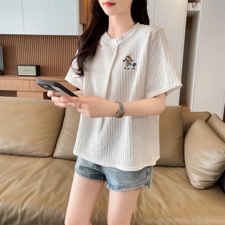 BY14533# 短袖t恤女夏季新款设计感小众韩版简约时尚百搭上衣 服裝批發女裝批發服飾貨源