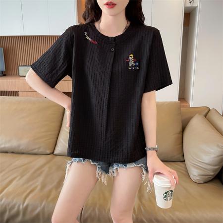 BY14533# 短袖t恤女夏季新款设计感小众韩版简约时尚百搭上衣 服裝批發女裝批發服飾貨源