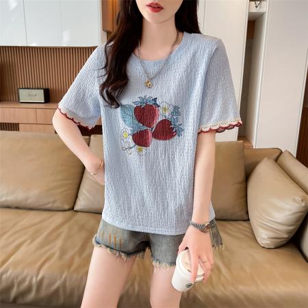 BY14534# 短袖t恤女夏季新款设计感小众韩版简约时尚百搭上衣 服裝批發女裝批發服飾貨源