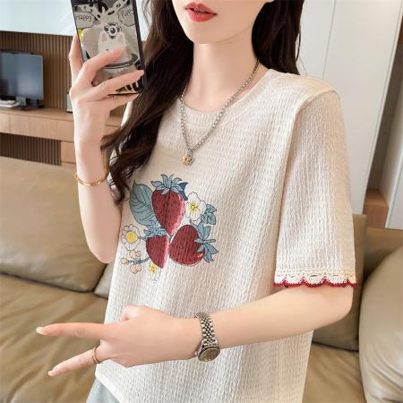 BY14534# 短袖t恤女夏季新款设计感小众韩版简约时尚百搭上衣 服裝批發女裝批發服飾貨源