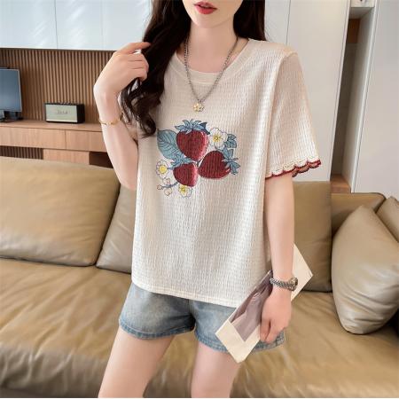 BY14534# 短袖t恤女夏季新款设计感小众韩版简约时尚百搭上衣 服裝批發女裝批發服飾貨源