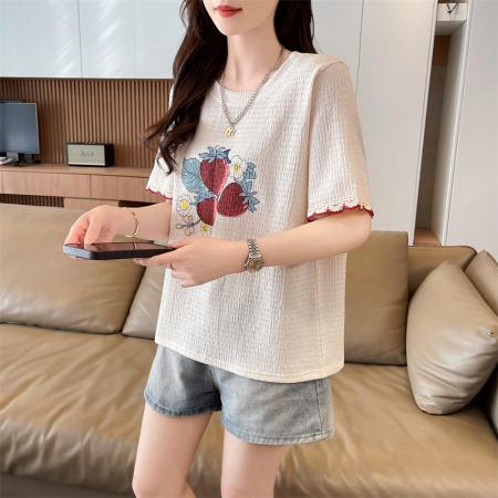 BY14534# 短袖t恤女夏季新款设计感小众韩版简约时尚百搭上衣 服裝批發女裝批發服飾貨源