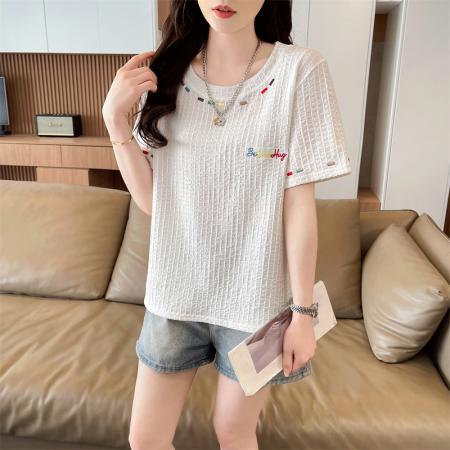 BY14535# 短袖t恤女夏季新款设计感小众韩版简约时尚百搭上衣 服裝批發女裝批發服飾貨源