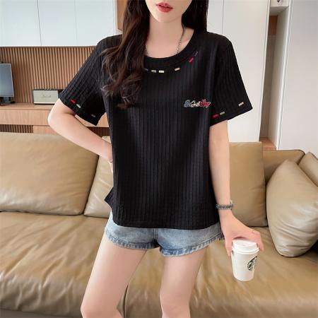 BY14535# 短袖t恤女夏季新款设计感小众韩版简约时尚百搭上衣 服裝批發女裝批發服飾貨源