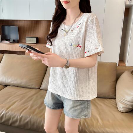 BY14535# 短袖t恤女夏季新款设计感小众韩版简约时尚百搭上衣 服裝批發女裝批發服飾貨源