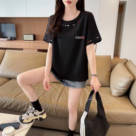 BY14535# 短袖t恤女夏季新款设计感小众韩版简约时尚百搭上衣 服裝批發女裝批發服飾貨源