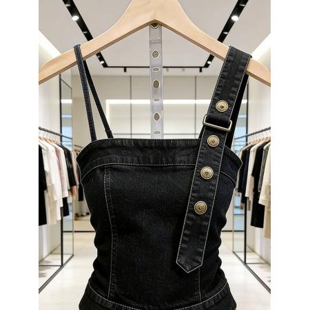 BY14562# 时尚气质黑色吊带上衣春季新款设计感小众独特超好看背心衬衫 服裝批發女裝批發服飾貨源