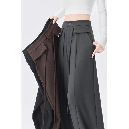 BY14564# 高级感西装阔腿裤女春秋新款百搭高腰显瘦宽松直筒垂感拖地裤 服裝批發女裝批發服飾貨源