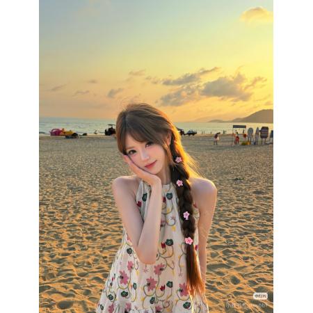 BY14601# 杏色圆领露肩刺绣碎花吊带背心女春季百搭挂脖上衣 服裝批發女裝批發服飾貨源